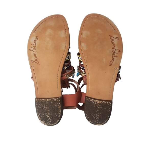Sam Edelman Linny Gladiator Bohemian Tribal Sandals Women's Size 9 MINT - Picture 4 of 8